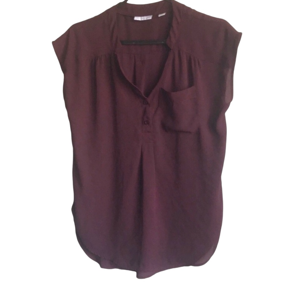 NEW YORK & COMPANY Women’s Burgundy Sleeveless Shirt Blouse Size XS